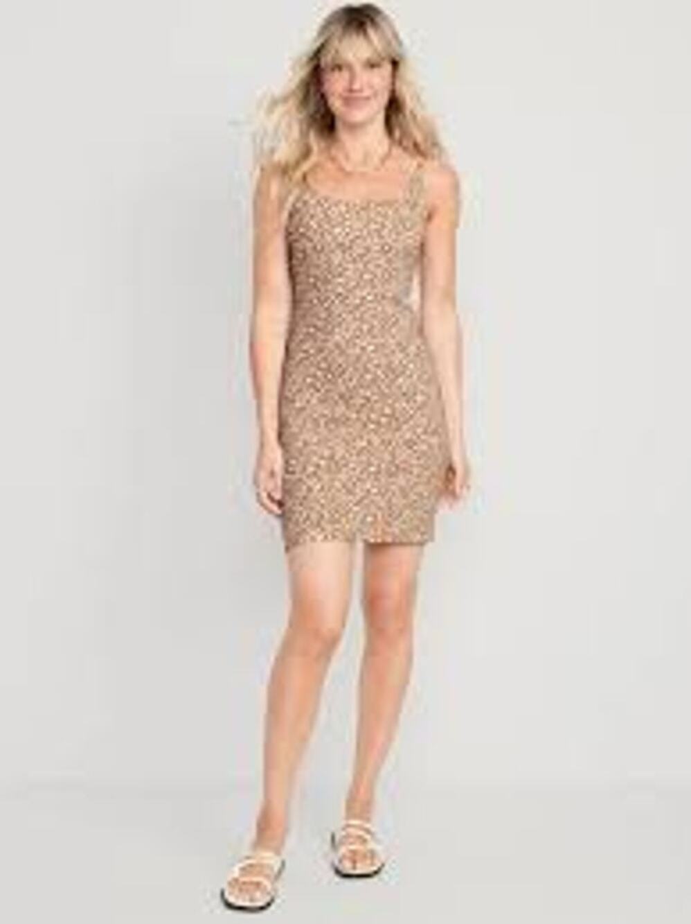 OLD NAVY Ribbed Knit Mini Dress with SHELF BRA Size 2X NWT Printed